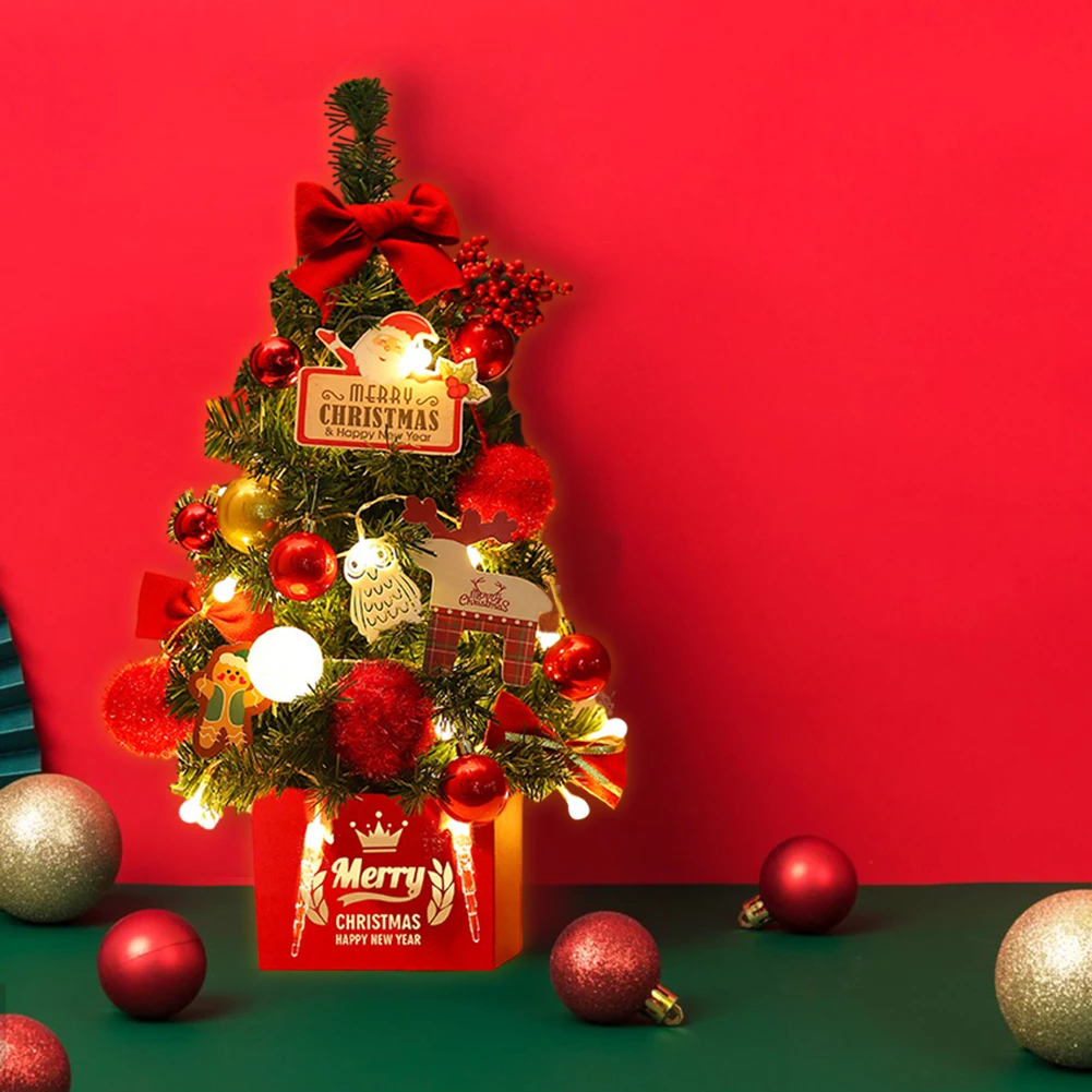 

45 см Милая настольная Рождественская елка с красным/золотым декором легкая стильная вечерние украшение для гостиной