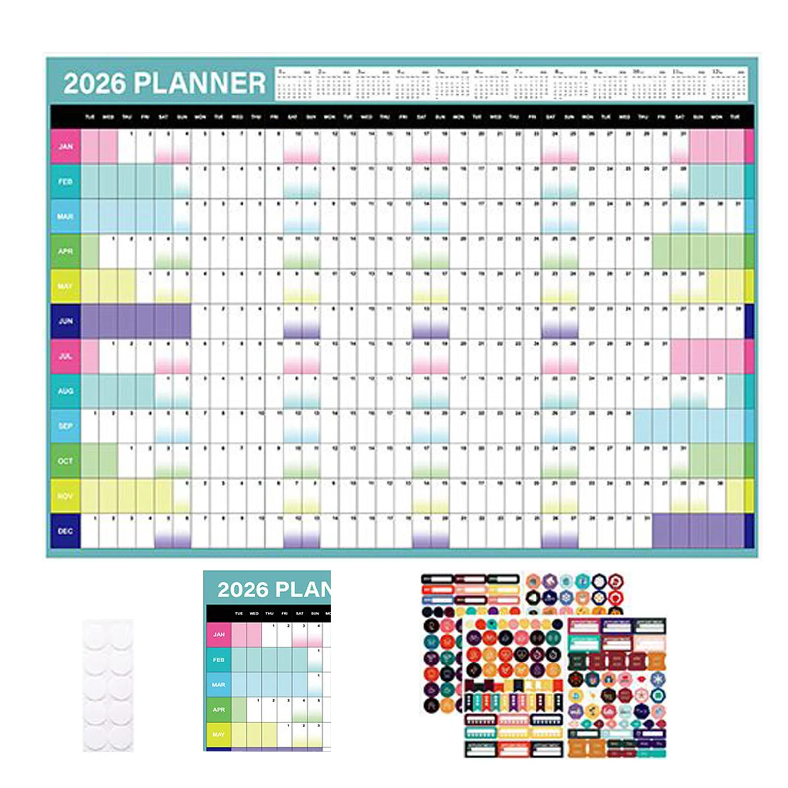 Yearly Wall Calendar and Planner: Home & Desk Decor Organizer
