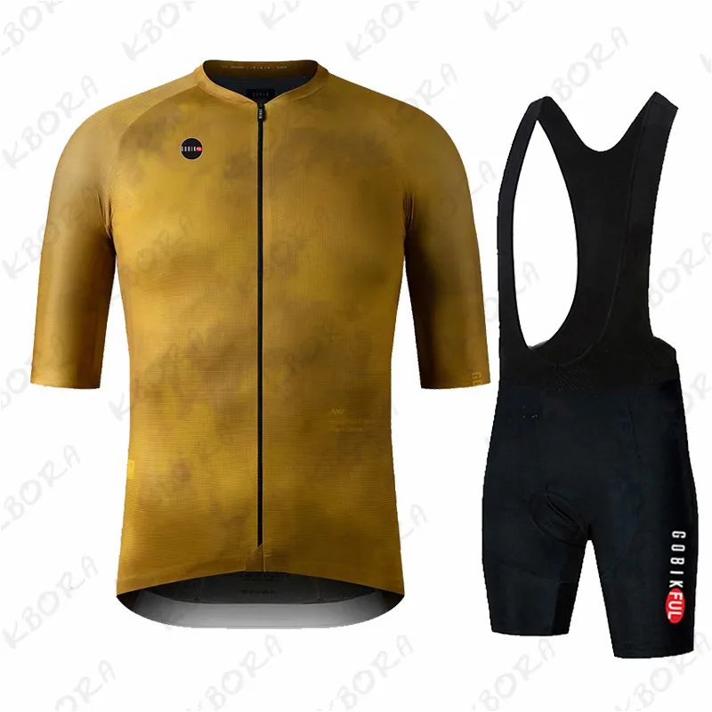 

KBORA-Conjunto de ropa de Ciclismo profesional para Hombre, Maillot de manga corta con pechera, color negro, 2023