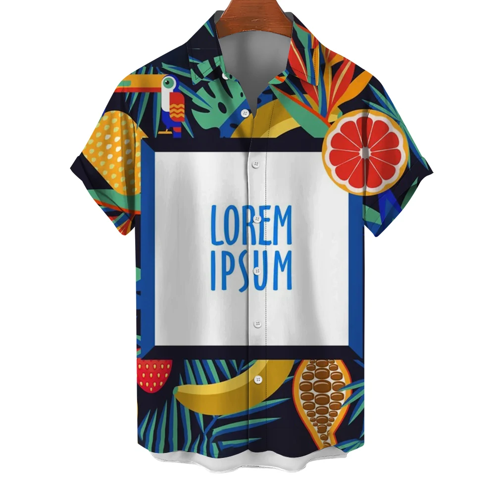 

Men's Hawaiian Shirts Letter Printing,Short Sleeve Shirt,Button Loose Top Fit Hawaiian Shirt 2024 Men's Clothing