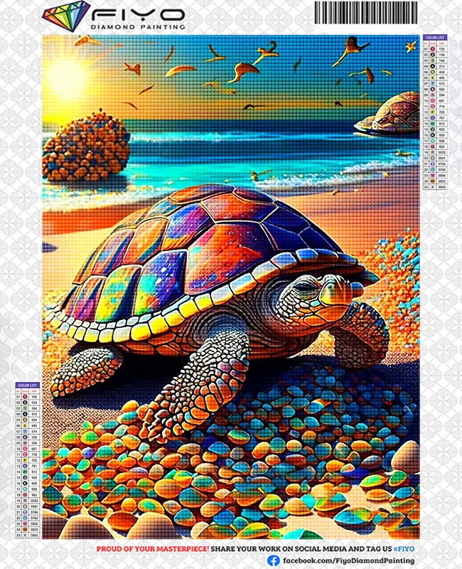 Diamond Painting Sea Turtle, Diamond Mosaic Turtle