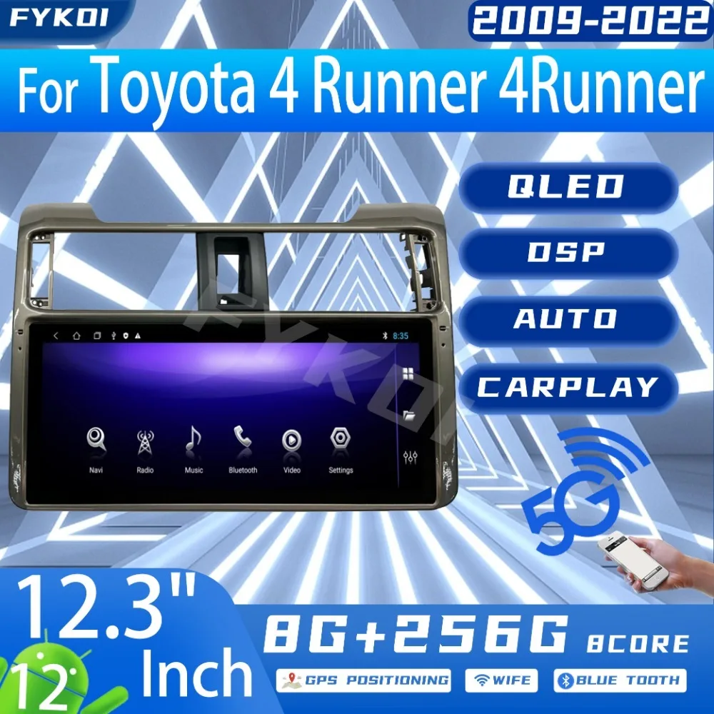 

FYKOI Car Radio For Toyota 4 Runner 4Runner 2009-2022 Automotive Multimedia Carplay Android Auto Tesla Screen 4G GPS Navigation
