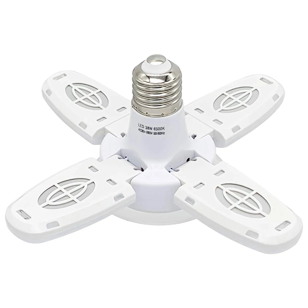 E27 LED 전구 28W 6000LM LED 팬 블레이드 타이밍 램프 28W 접이식 Led 전구, 변형 가능한 작업장 밝기 조절 가능한 창고 램프