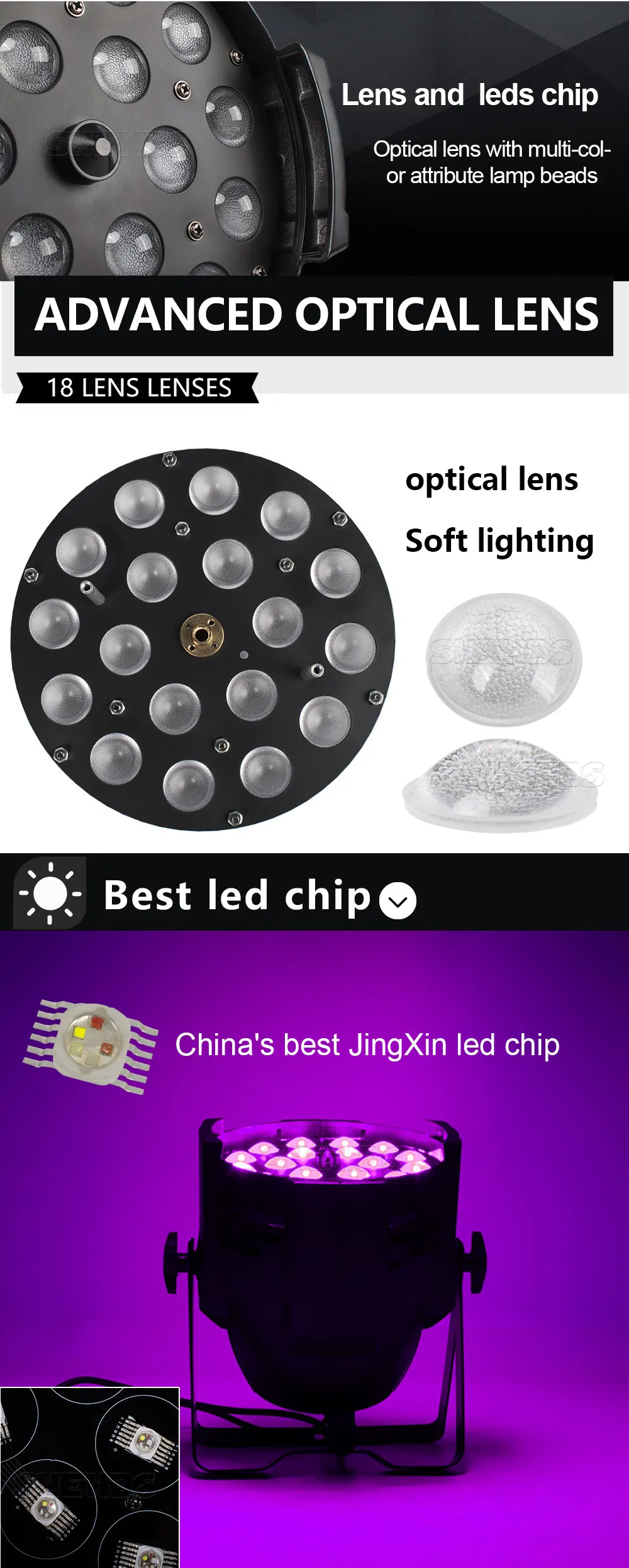 SHEHDS Zoom LED Par Light Barndoor Cool Warm White 200W &18x18W Zoom 6in1 for Disco Party Christmas Concert Church