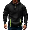 Autumn and Winter New Men's Outdoor Sports Tooling Wind leisure comfortable solid color arm pocket zipper long-sleeved hoodie 1