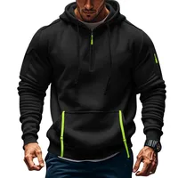 Autumn and Winter New Men's Outdoor Sports Tooling Wind leisure comfortable solid color arm pocket zipper long-sleeved hoodie 1