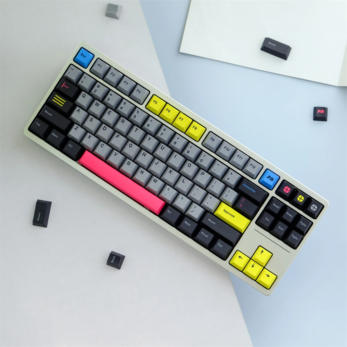Gmk Prepress Dye Subbed Keycaps Cherry Keycap Perfil para Keychron q2 65 75 Anne Gh60 Gk64 Poker Pbt 129 Chaves por Conjunto - Imagem 4