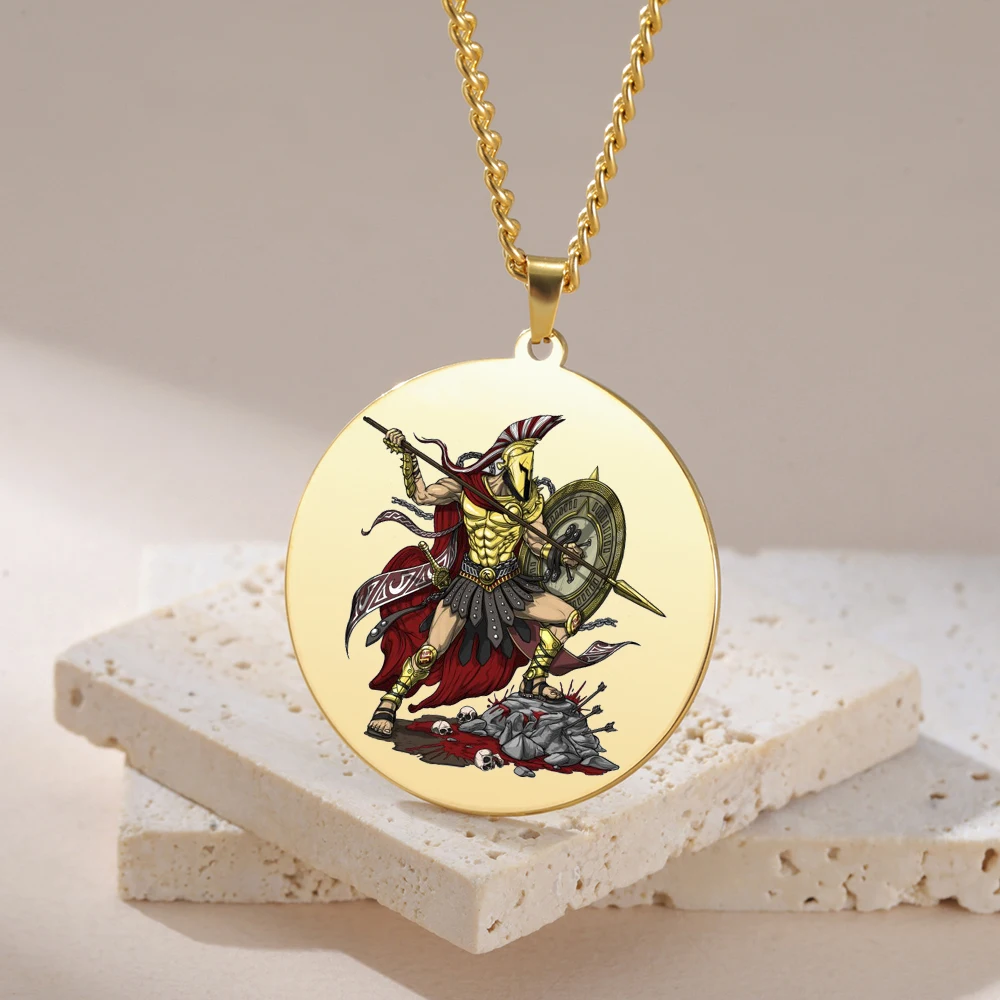 Dawapara Ares God of War Halskette Stärke Mut Symbol Schutz Talisman Antike griechische Mythologie Edelstahl Schmuck – Detail 4
