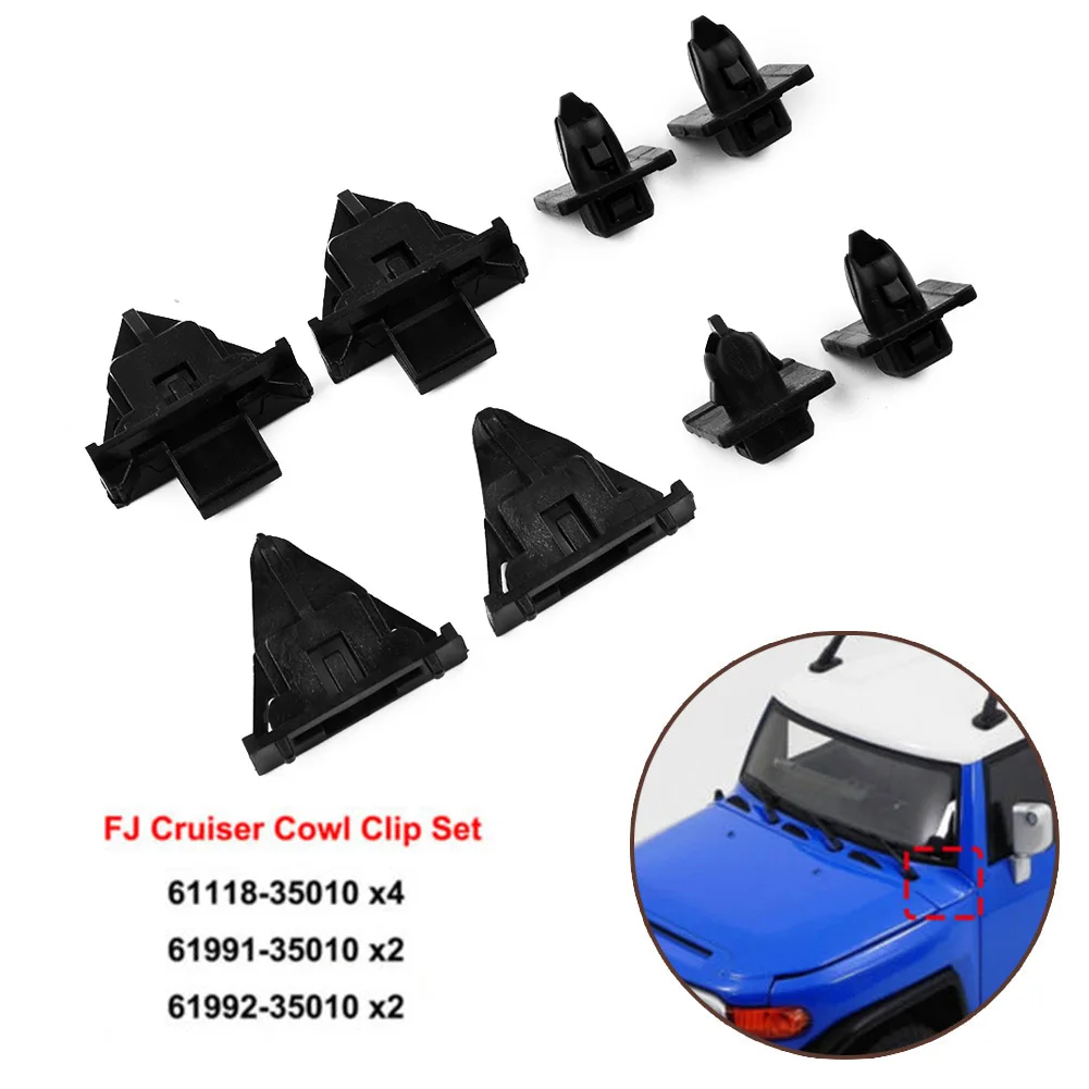 

High Quality Brand New Cowl Clip Fixing Kit Repair Retainer 8pcs Accessories Auto Black Body Car Durable Fender
