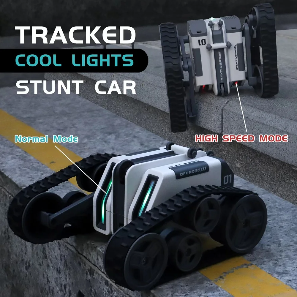 RC Tank Remote Control Tank Stunt Vehicle Double Flip Cool Lighting 360 &deg; Rotating Fancy Stunts Electric Car Kid Toy Gift remote control car remote control vehicle remote control tank