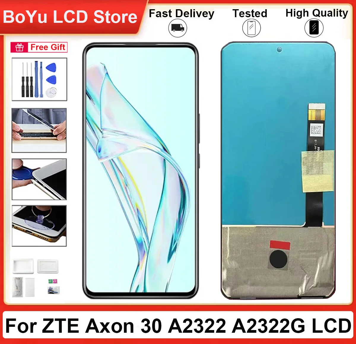 

Tested 6.92" 100 % Original AMOLED Screen For ZTE Axon 30 5G A2322 A2322G With Frame LCD and Touch Display Digitizer Assembly