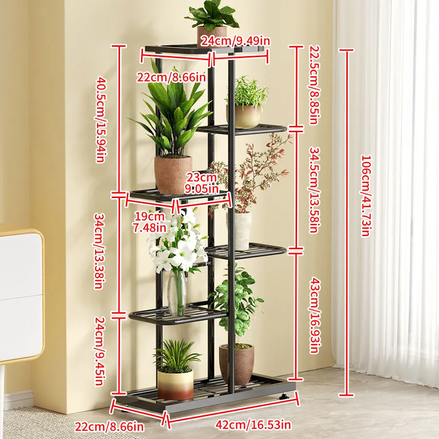Plant Shelves Iron Potted Flower Plant Stand Rack Multiple Flower Pot Holder Shelf Indoor Outdoor Planter Display Organizer 4