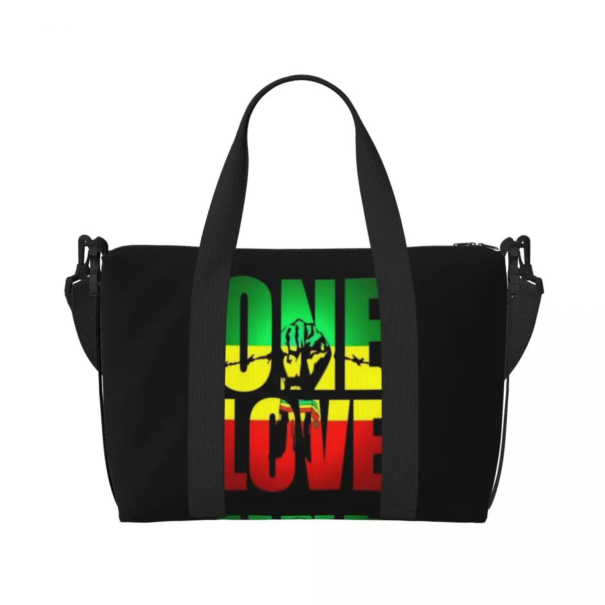 One Love Jamaica Reggae Tote Bag Women Large Capacity Gym Beach Shoulder Travel Bag