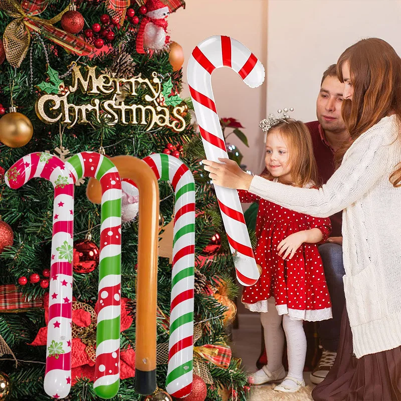 2/4/6Pc Christmas Inflatable Candy Canes Stick Balloons New Year Christmas Holiday Decorations Candy Canes Toy for Outdoor Party 5