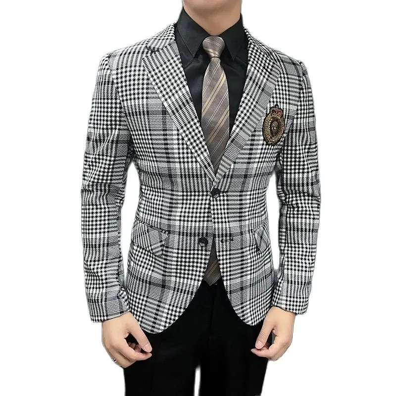 Blazer Masculino Men's Fashion Business Casual Professional Dress Wedding Gentleman Hosts The British Style Slim-fit Suit Blazer
