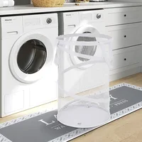 Dirty clothes storage basket cylindrical dirty clothes basket mesh yarn put clothes storage basket home large laundry basket 3