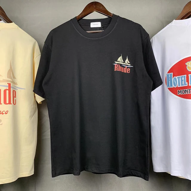 2022 Rhude T Shirt Casual Men Women High Quality Ferry Print Summer Tops Tee Hip Hop 5022hei