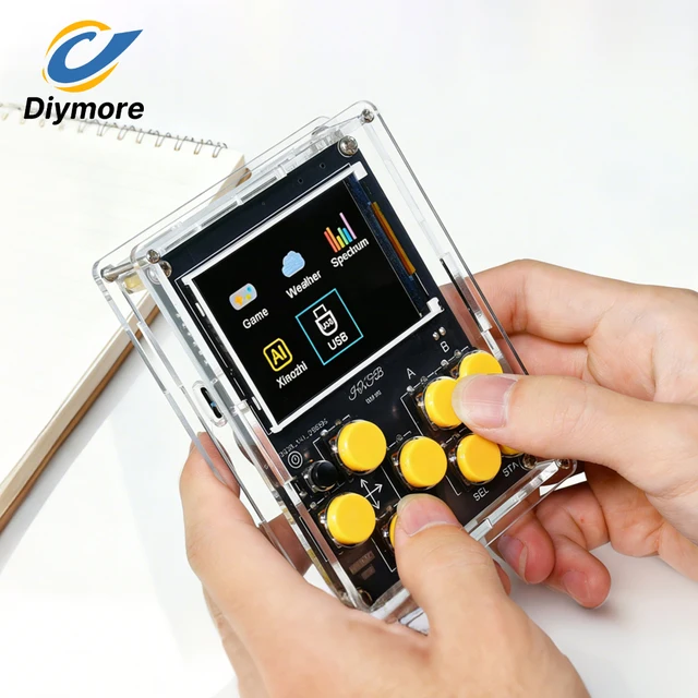 Kit de bricolage portable Console de jeu avec dialogue vocal Xiaozhi AI intégré 25 jeux classiques horloge météo spectre musical électronique 1