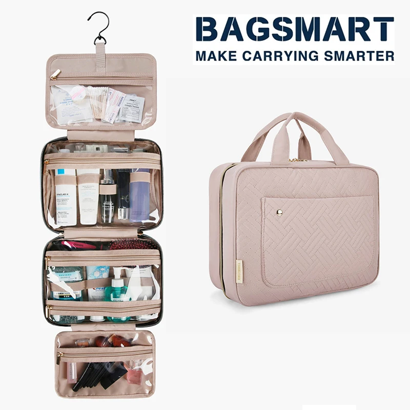 Borsa Da Toeletta Appendibile Impermeabile – Organizer Viaggio Grande Capacità 27,9x19,1x7,6 Cm Con 4 Scomparti, Gancio Incluso, Nero