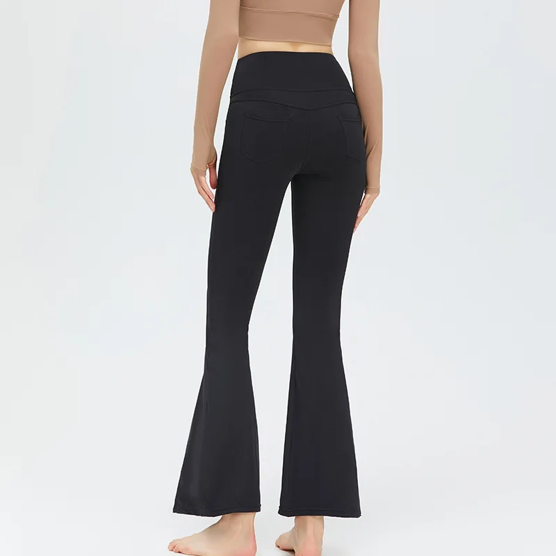 High Waist Yoga Flare Pants Women Nude Peach Hip Lifting Sports Fitness Pants Tight Slim Yoga Breathable Quick Drying Gym