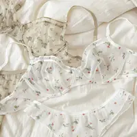 Ensemble de Lingerie française Ultra fine, soutien-gorge Sexy en dentelle à imprimé Floral, sous-vêtements pour femmes, maille respirante, intimes, ensembles de soutiens-gorge et string 6