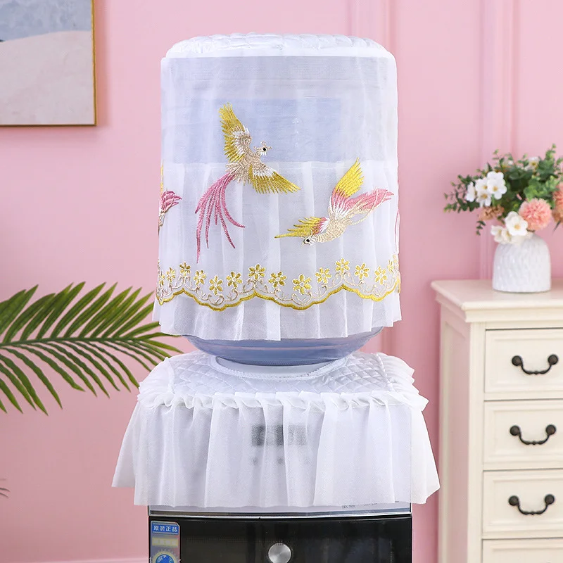 Korean Style Lace Water Dispenser Cover 2-piece Set Embroidered Bucket Dust Cover Household Water Dispenser Protective