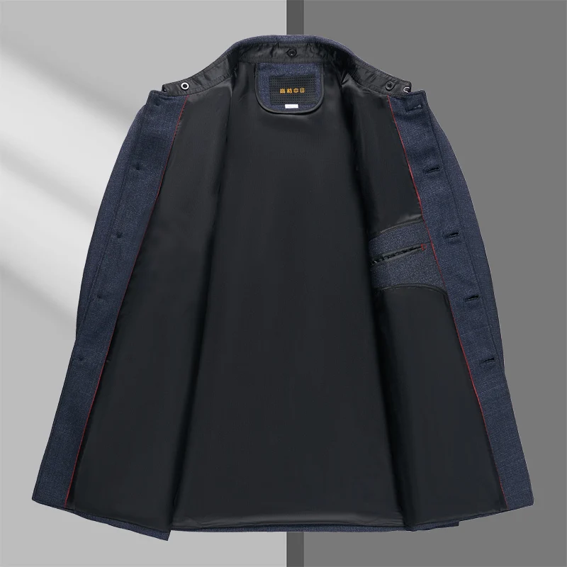 Men Sun Yat-sen Suit Gray Zhongshan Suit Twinset Traditional Chinese Two-Piece Ensemble Mao Tunic Coat and Pant 2pcs Outfits