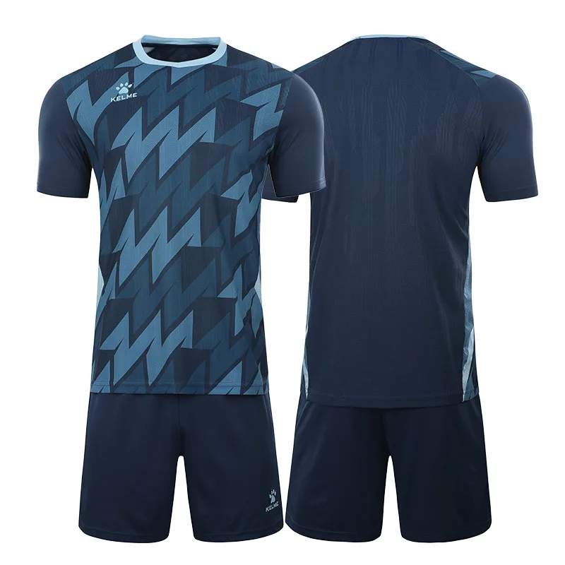 KELME Football Suit Set Adult Breathable Short Sleeved Round Neck Jersey Printed Team Match Soccer Jersey