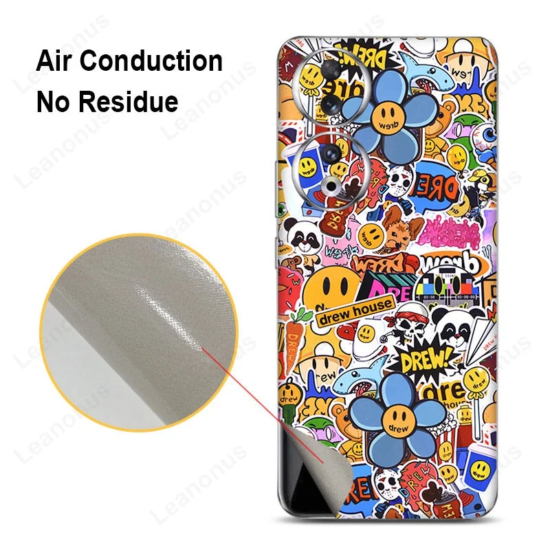 Capa Protetora de Tela Traseira Pele Decalque com Design de Mármore Envoltório 3m com Protetor de Câmera Adesivo Fosco Honor 90 Pro - Image 5