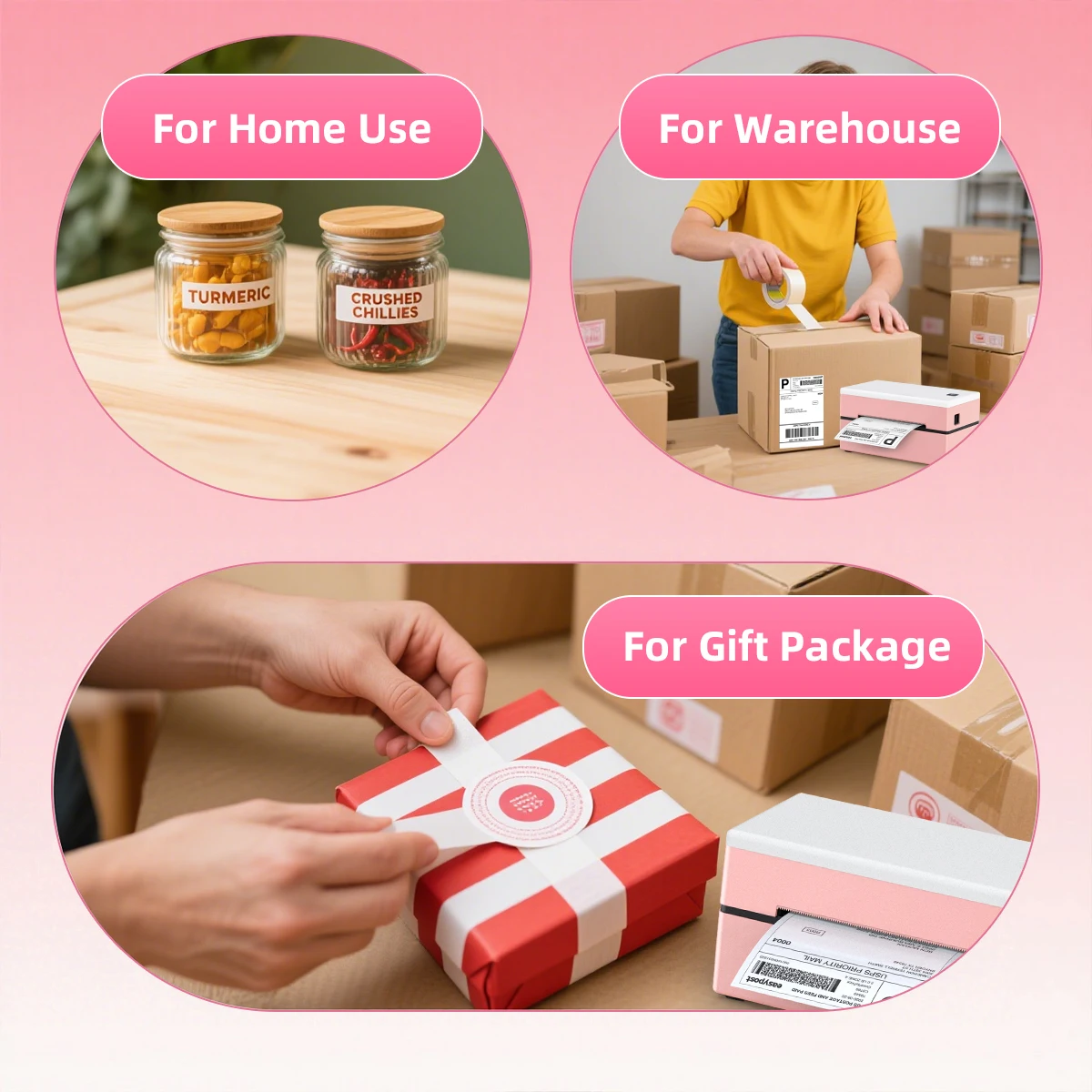 Marklife Thermal Label Printer Marker D200 Bluetooth Shipping Inkless Sticker Printer Compatible with iPhone Android Mac Window