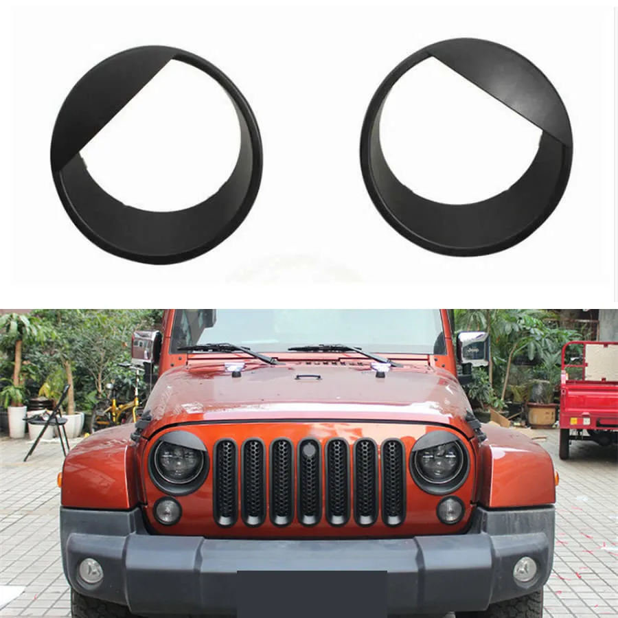 For Jeep Wrangler 2007 2008 2009 2010-2016 Car Replacement Front Lamp  Headlight Hoods Decoration Cover Trim 2pcs - Shell - AliExpress