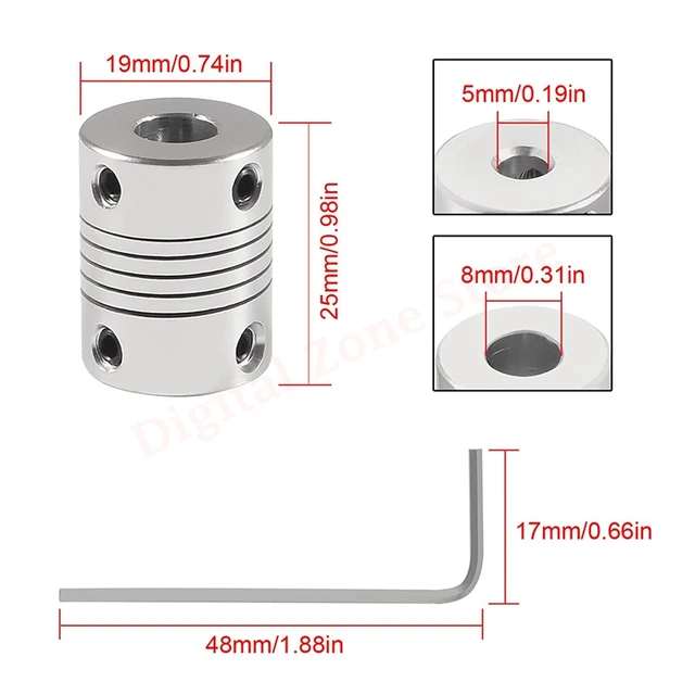 Redrex 2 Pezzi Giunti Flessibili In Alluminio 5mm A 8mm NEMA 17 Albero Accoppiatore Per Stampanti 3D RepRap O Macchina CNC - Foto 7