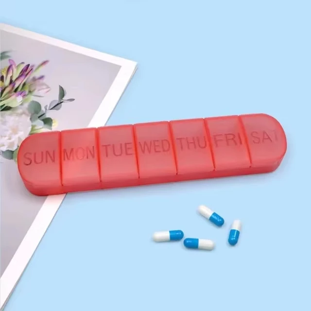 Compact Weekly Pill Organizer and Travel Pill Case