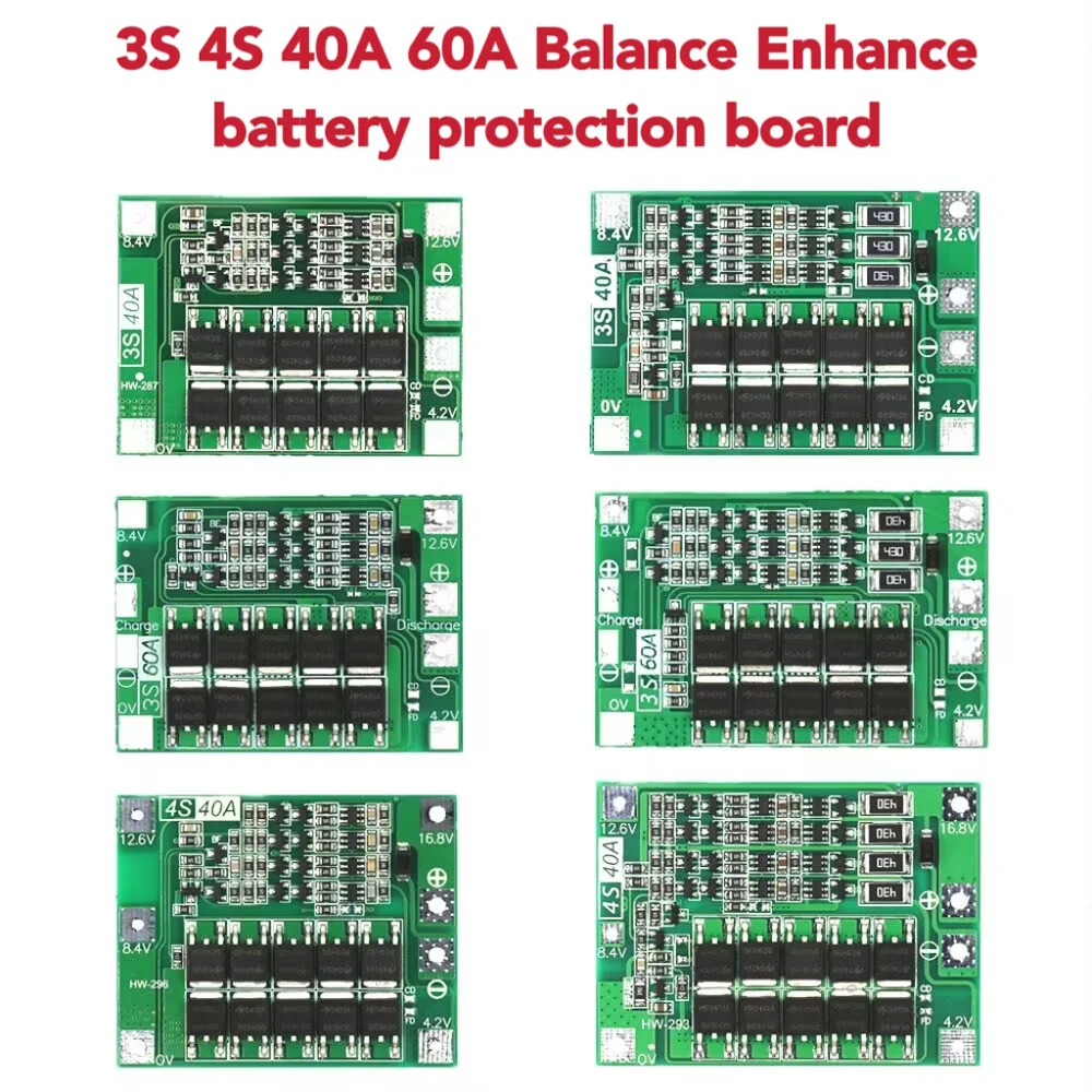 

3S 4S 5S Li-ion Lithium Battery 18650 Charger BMS 25A 30A 40A 60A 100A Protection Board with Balance For Drill Motor