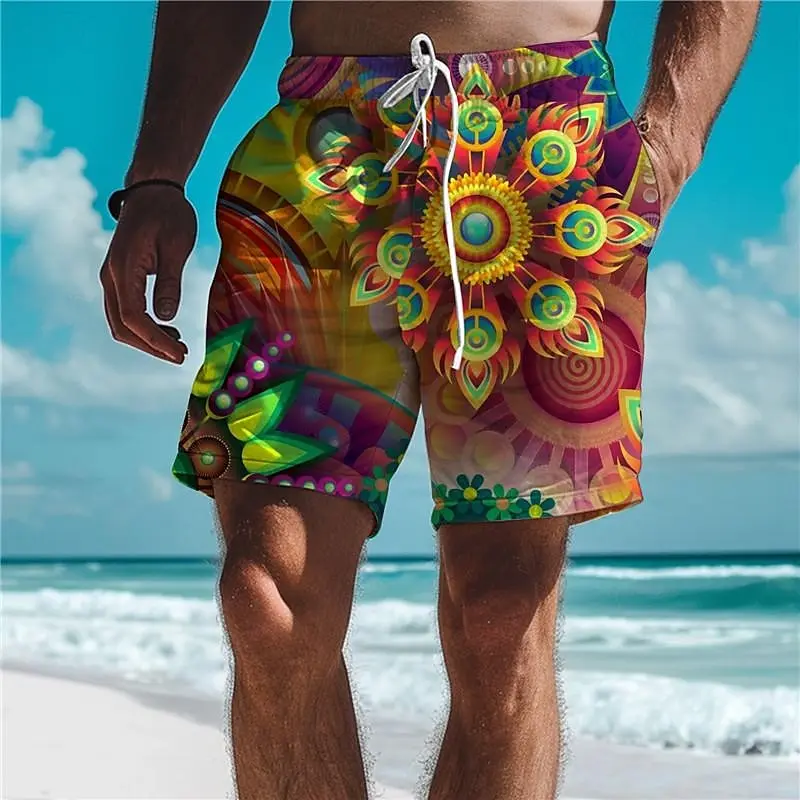 Summer Basketball Men's Floral Beach Cute Board Man Swimsuit Rainbow Shorts Pants Dry Sports Swim Wear Hawaii Big Size Swimwear 6