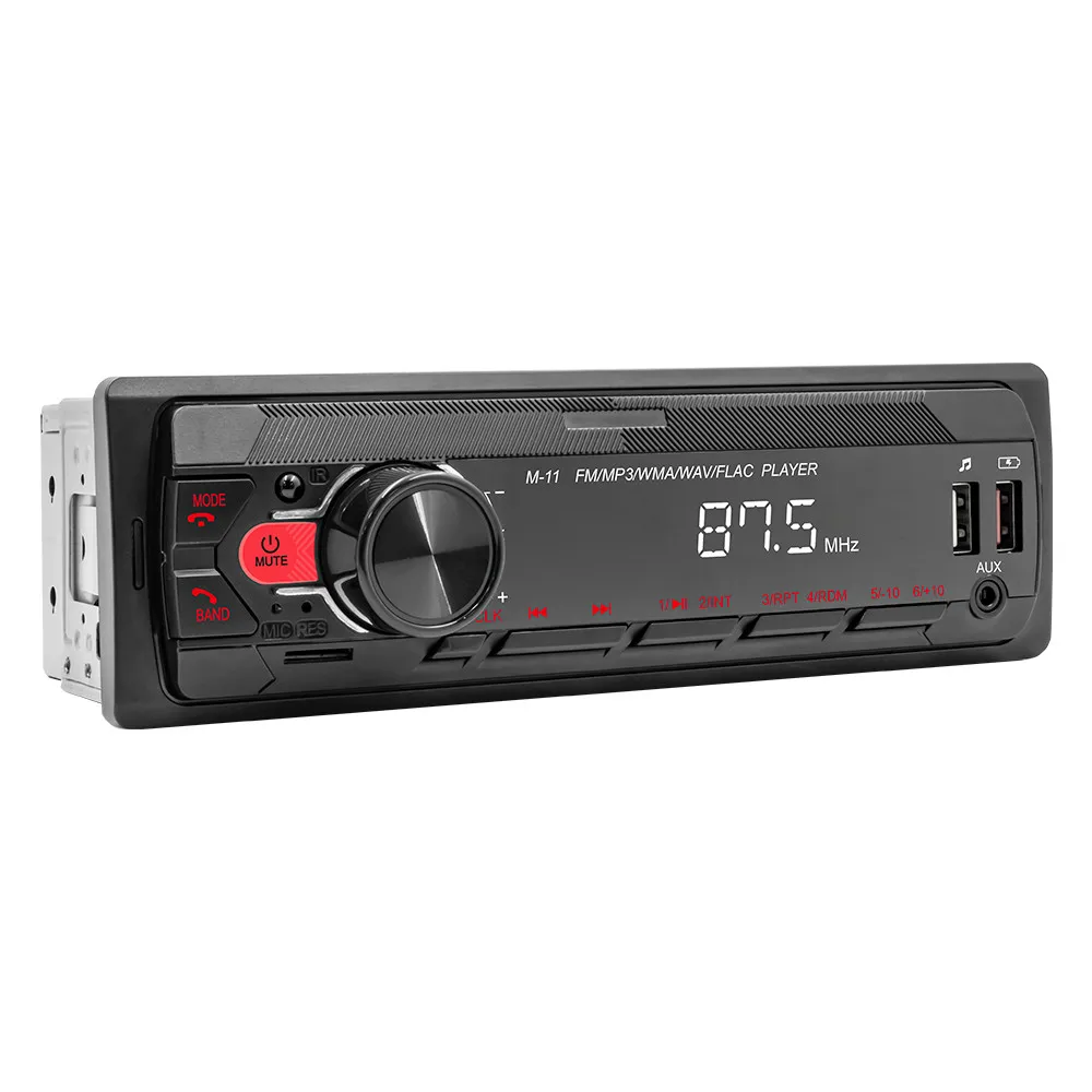 Kebidu Car MP3 Dashboard Dual Channel Bluetooth MP3 Player 45wx4 Stereo Car FM Radio with USB Charging Port Support USB/AUX/TF 