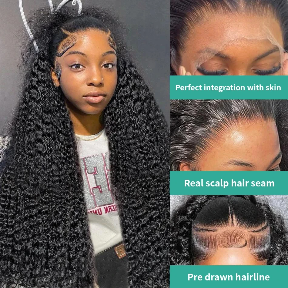 Human hair wig 250% Water Wave 13x6 Lace Front Loose Deep Wave Curly 5x5