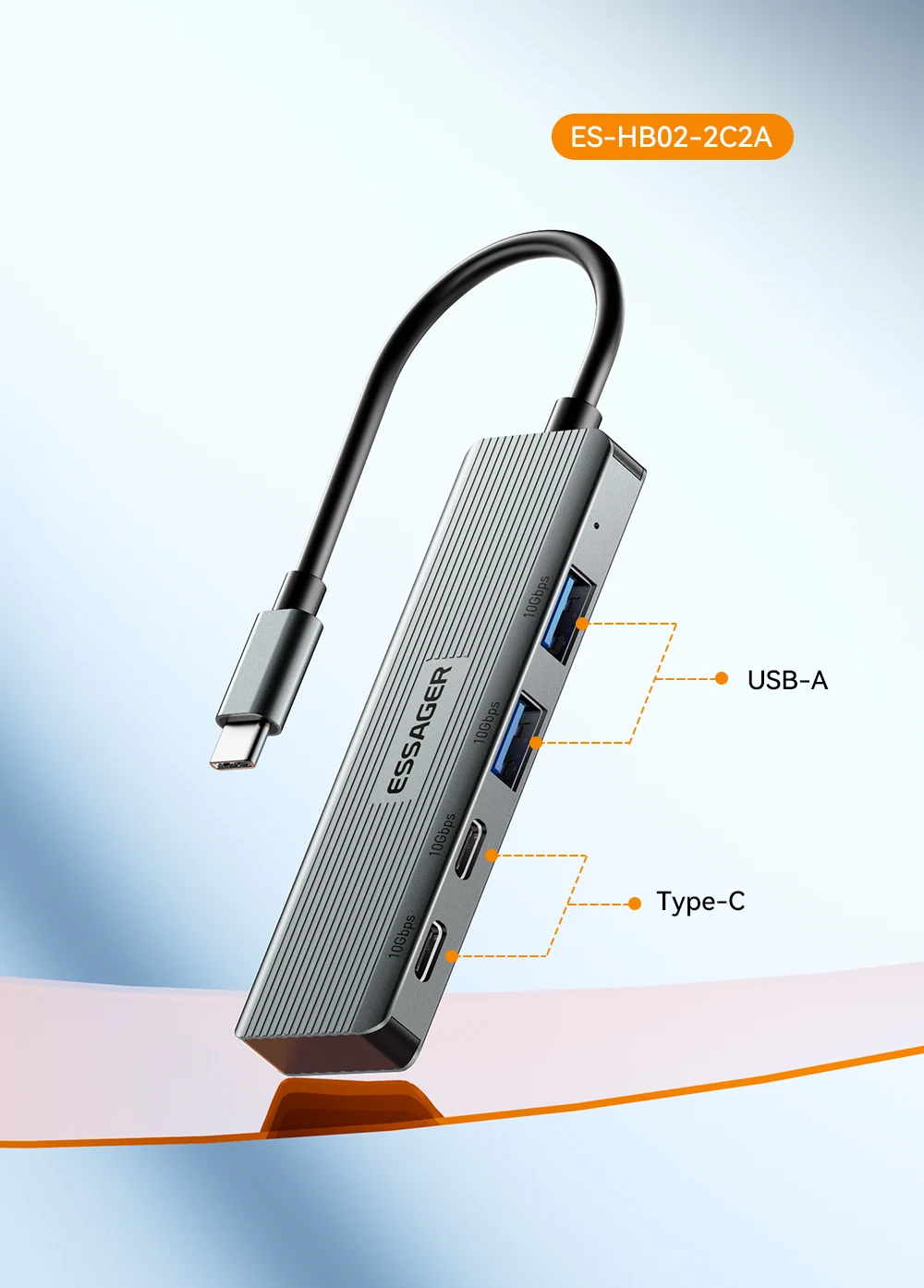 USB Hub Adapter 4 in 1 USB Type C to USB3.2 Gen2 Hub Splitter Adapter for MacBoo