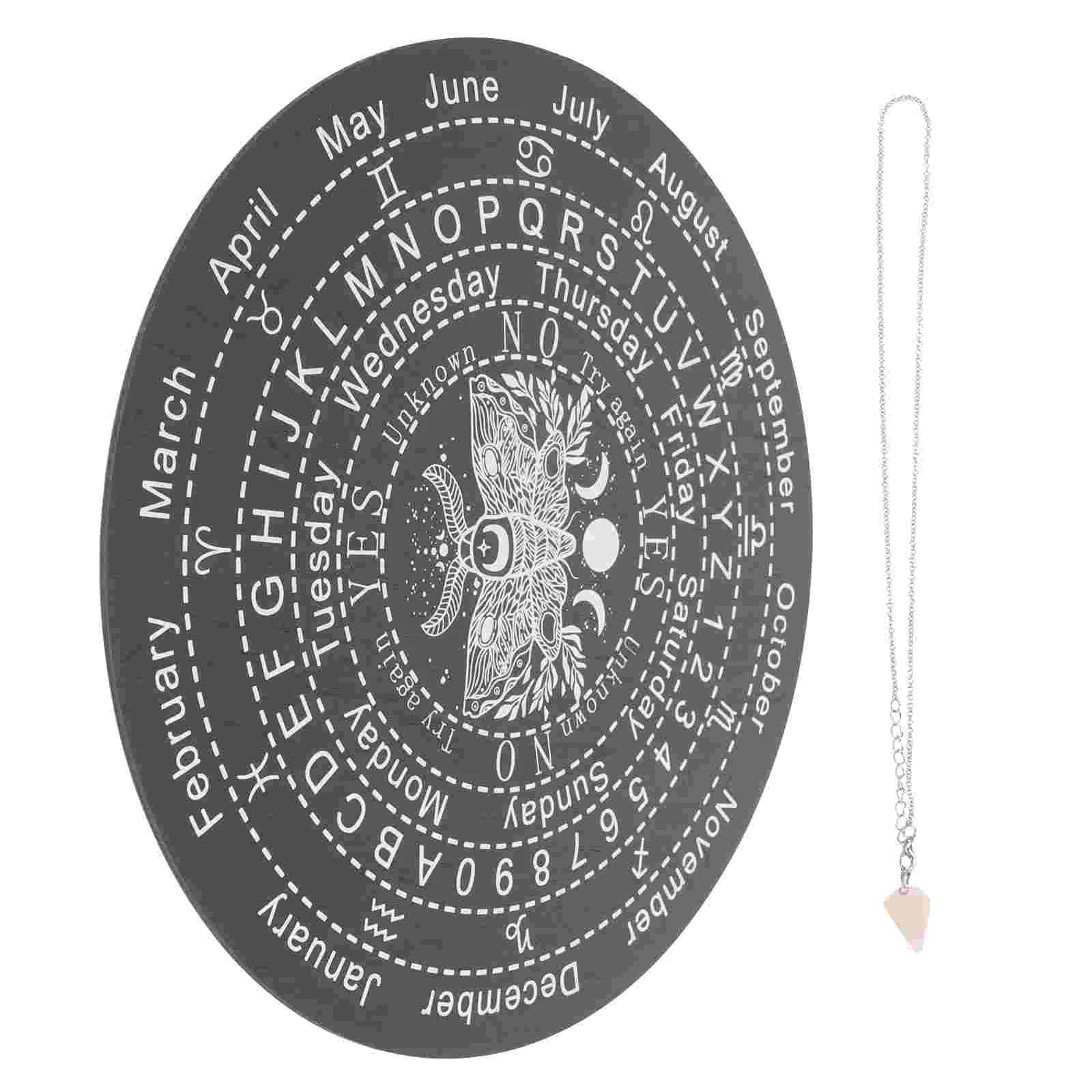 

1 Set of Wooden Divination Board Wiccan Altar Gemstone Pendant Party Desktop Divination Prop