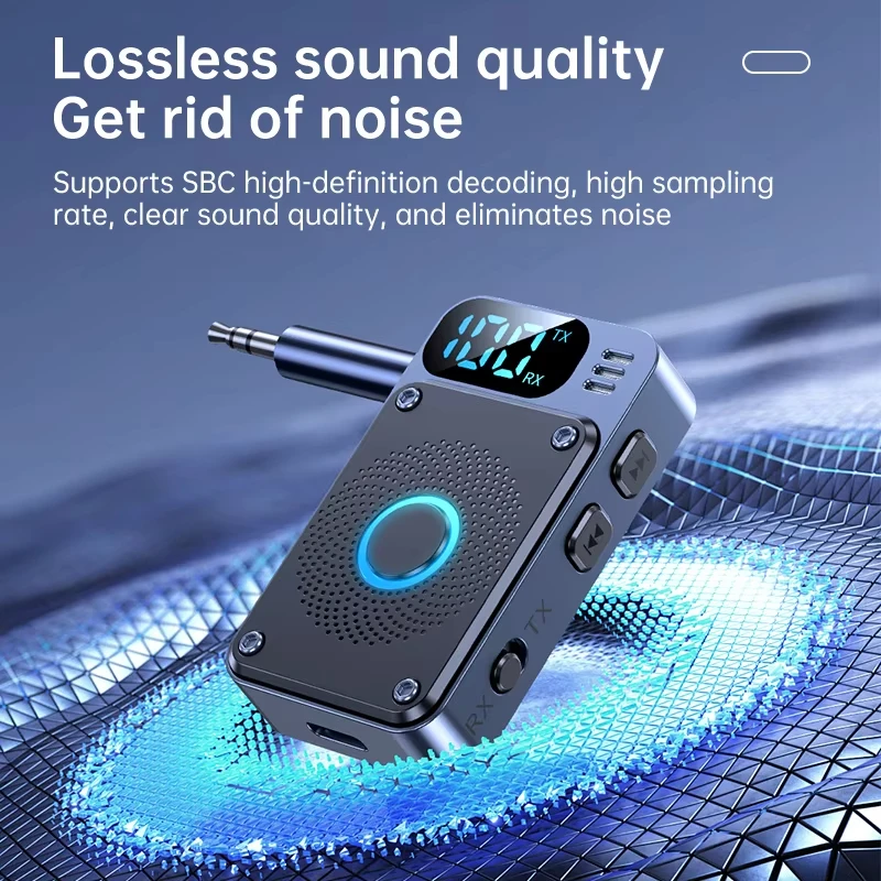 Car Bluetooth 5.4 Audio Receiver Transmitter 3.5mm AUX Wireless Adapter Mic for TV PC Headphone Amplifier