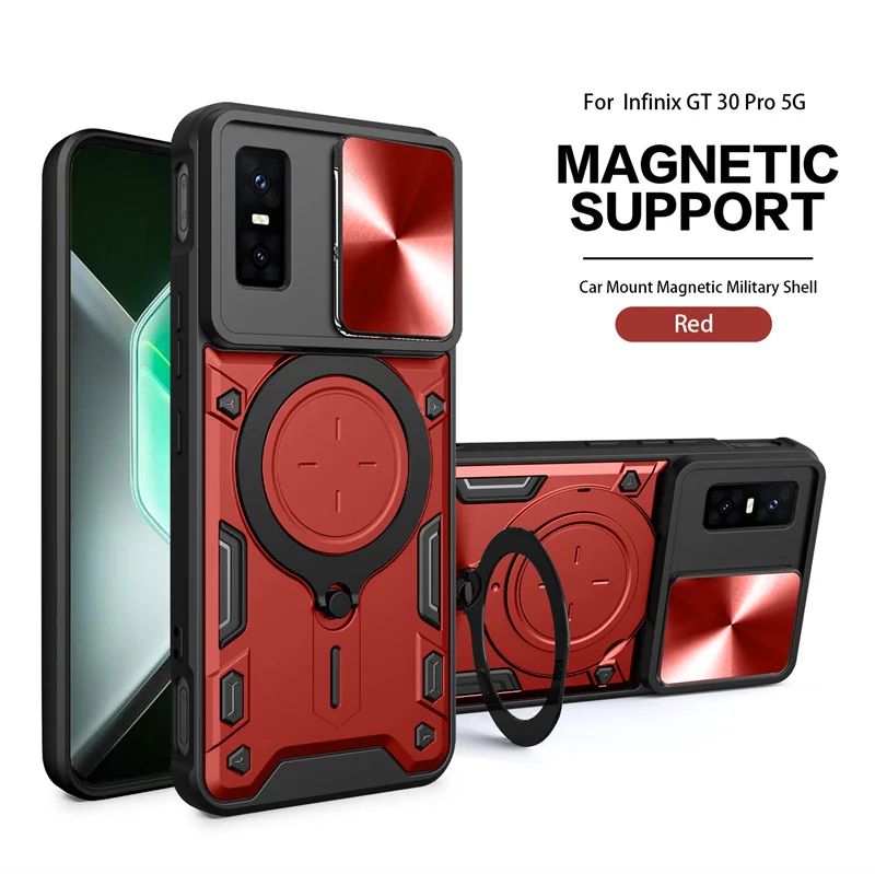 Enhanced Protective Magnetic Ring Stand Armor Back Cover