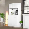 71" Tall White Kitchen Pantry Cabinet,Kitchen Pantry Storage Cabinet with Power Outlet,Freestanding Kitchen Hutch w/ countertop 5
