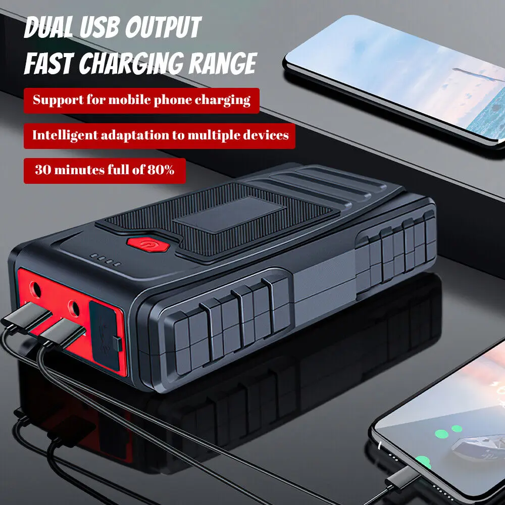 Car Jump Starter Power Bank 600A 12V Dual USB Ports Portable Battery Charger Auto Emergency Booster Starting Device Jump Starter