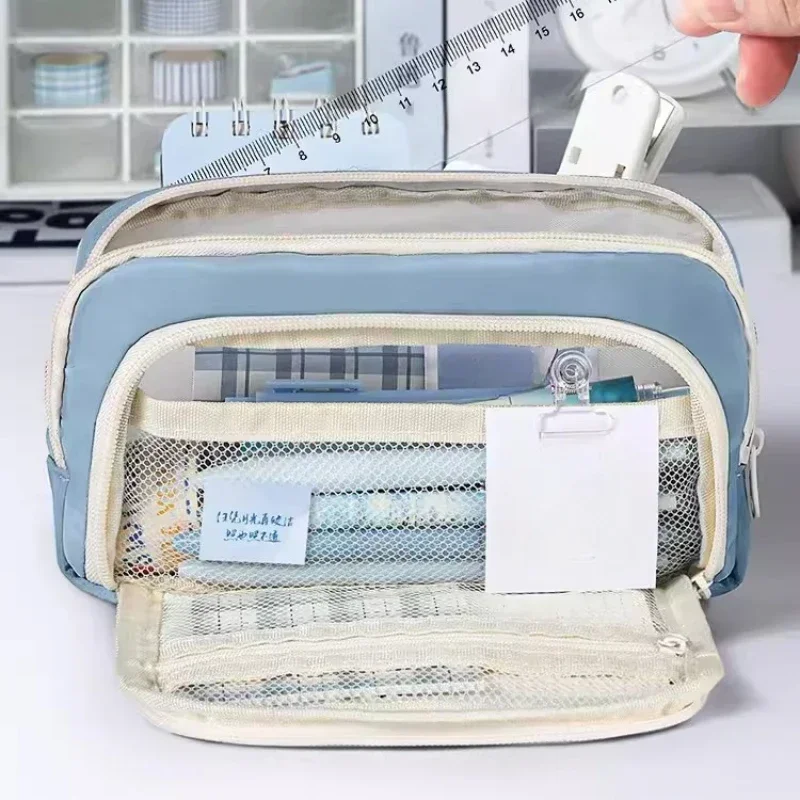 3단계 백 투 스쿨 옥스포드 문구 대용량 연필 가방 케이스 가방 지퍼 연필 파우치 어린이 펜 가방 학교 용품