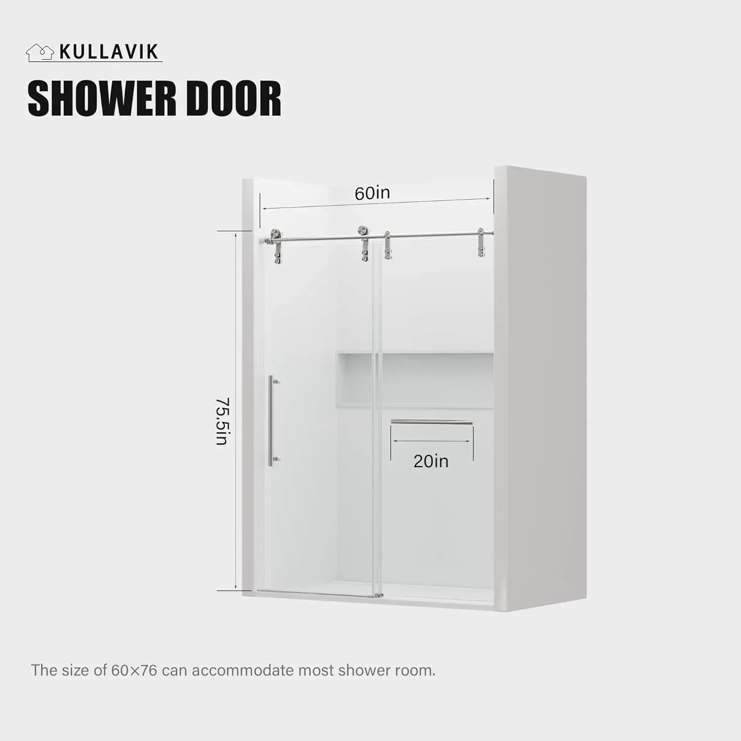Shower Door 56-60" W × 76" H Glass Shower Door,Frameless Shower Door with Handle and Seal Strip for Waterproof,Sliding ,Sliver 6