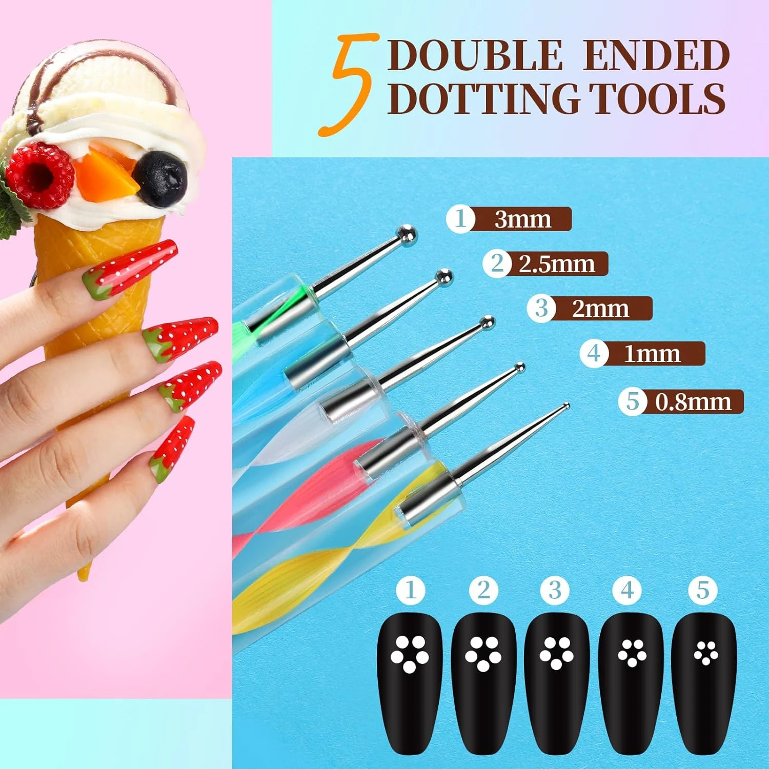 Creative, Versatile, and Comprehensive Nail Art Kit for Beginners with Fine Brushes, Dotting Tools, Colorful Tapes, Adhesive Sti