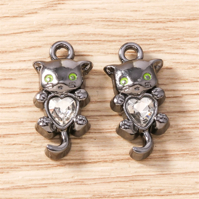 5 Stück 9 x 18 mm Cartoon-Tier-Charms aus Kristallmetall, Katzen-Charms, Anhänger für Halsketten, Ohrringe, Armbänder, DIY-Handwerk, Schmuckherstellung – Detail 19