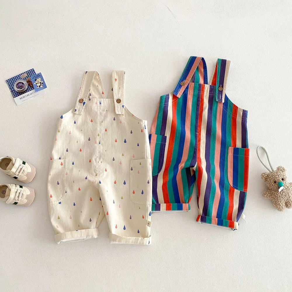 Kids Polka Dot Striped Spring Overalls Jumpsuit