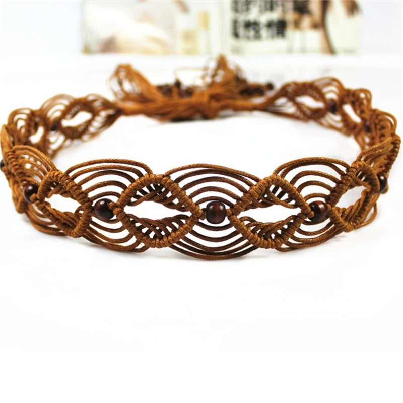여성용 짠 태슬 벨트 브레이드 허리띠 타이 스트랩, 보호 소녀 와이드 웨이스트 로프 체인 허리 벨트 원피스 허리띠 액세서리