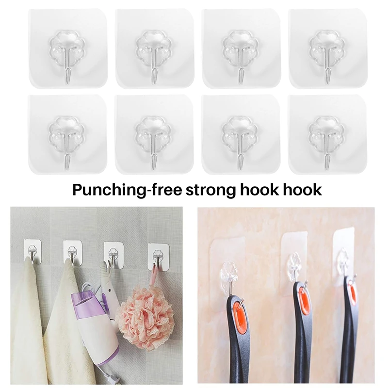 

20Pcs Waterproof Self-Adhesive Hook Heavy-Duty Wall Hook Suitable For Home Kitchen Bathroom Punch-Free Strong Hook
